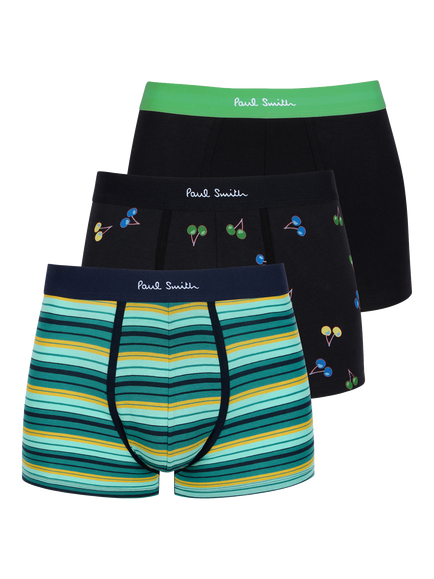 Paul Smith Cotton Blend Trunks, Pack of 3, Green Mid, Green Mid