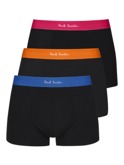 Paul Smith Cotton Blend Trunks, Pack of 3, Black Black, Black Black