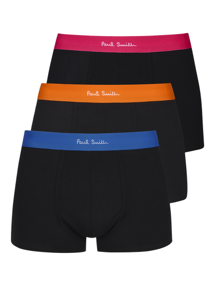 Paul Smith Cotton Blend Trunks, Pack of 3, Black Black, Black Black