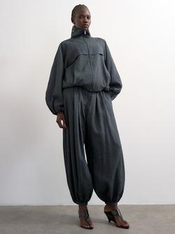 Topshop Stripe Bubble Hem Trousers, Navy, Navy