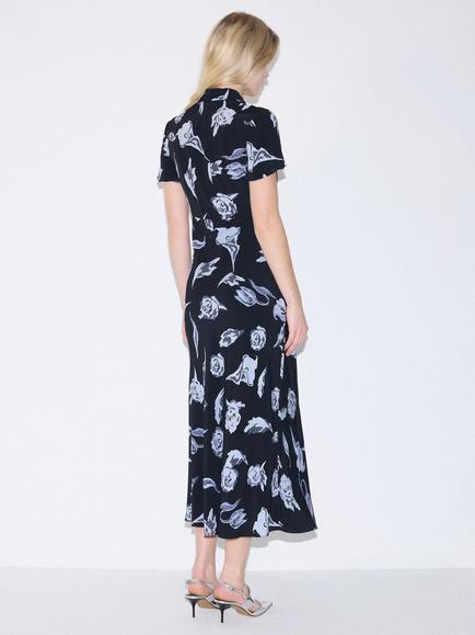 Jigsaw Fallen Peony Bias Dress - view 2, Navy