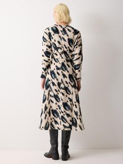 Jigsaw Ikat Cowl Neck Godet Dress, Cream/Multi - view 2, Cream/Multi
