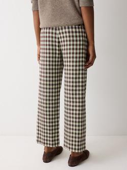 Jigsaw Gingham Linen Blend Trousers - view 2, Green