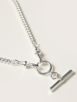 Jigsaw T-Bar Chain Necklace - view 2, Silver