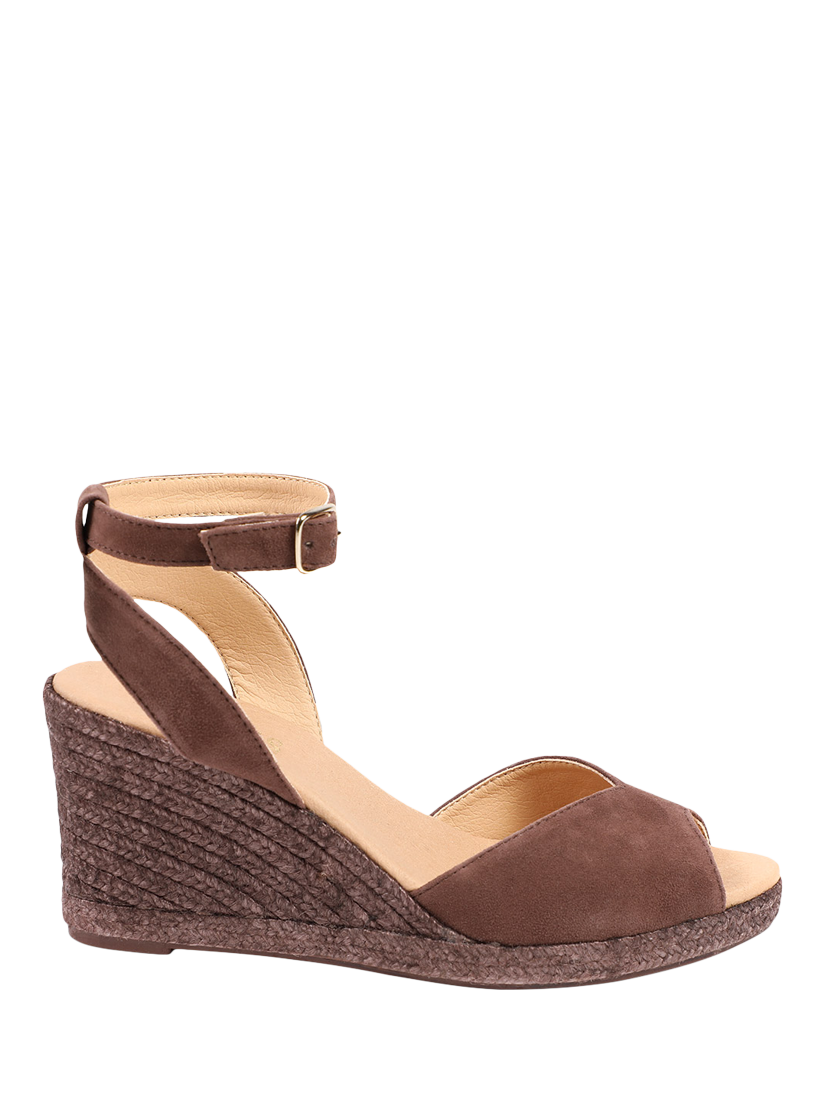 Product image 1 of 6, which shows Jones Bootmaker Marchesa Suede Wedge Heel Sandals, Chocolate, 3