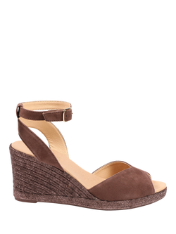 Jones Bootmaker Marchesa Suede Wedge Heel Sandals, Chocolate, Chocolate