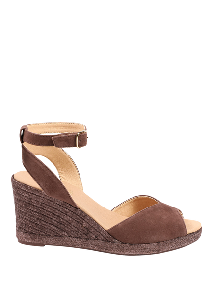Jones Bootmaker Marchesa Suede Wedge Heel Sandals, Chocolate, Chocolate