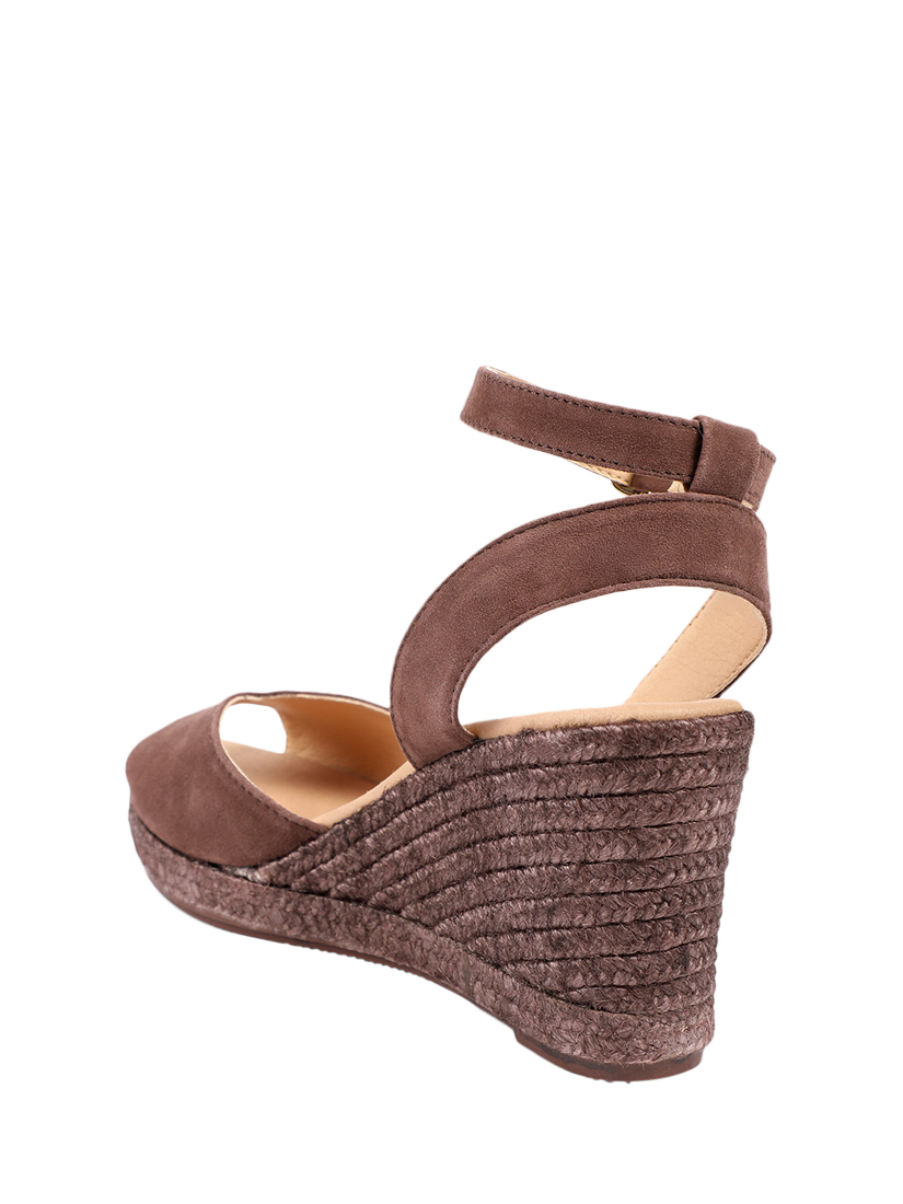 Product image 4 of 6, which shows Jones Bootmaker Marchesa Suede Wedge Heel Sandals, Chocolate, 3
