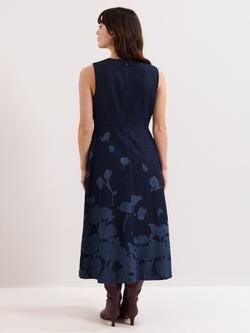 Phase Eight Juliette Floral Denim Dress, Indigo - view 2, Indigo