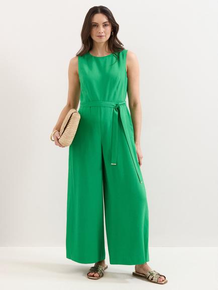 Phase Eight Petite Marta Open Back Jumpsuit, Green