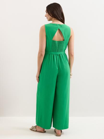 Phase Eight Petite Marta Open Back Jumpsuit - view 2, Green