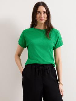 Phase Eight Suzie Button Shoulder T-Shirt, Green, Green