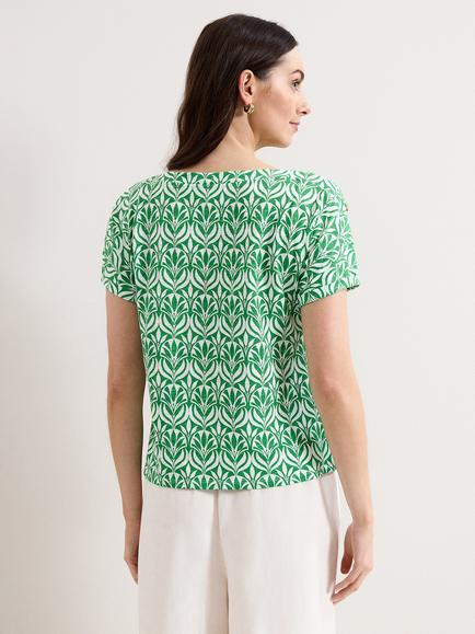 Phase Eight Suzie Floral Button Shoulder T-Shirt, Green - view 2, Green