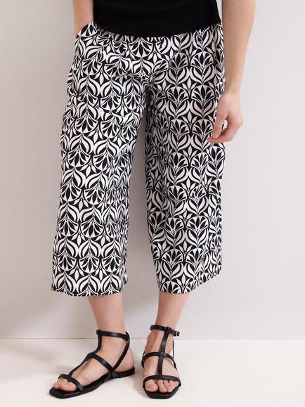 Phase Eight Josie Abstract Print Crop Trousers, Black, Black