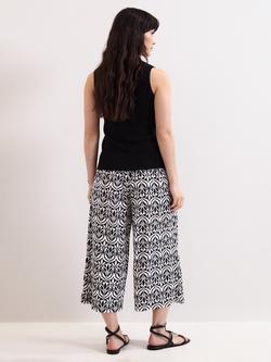 Phase Eight Josie Abstract Print Crop Trousers, Black - view 2, Black