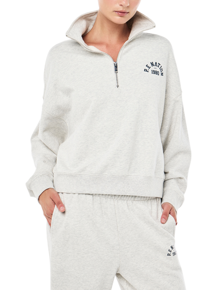 P.E Nation Swerve Zip Neck Sweatshirt, Grey - view 2, Grey