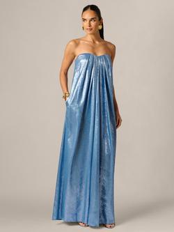 Adrianna By Adrianna Papell Strapless Foiled Chiffon Dress, Azure Blue, Azure Blue