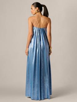 Adrianna By Adrianna Papell Strapless Foiled Chiffon Dress, Azure Blue - view 2, Azure Blue