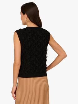 Adrianna Papell Textured Mesh Chunky Sleeveless Cardigan, Black - view 2, Black