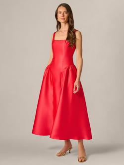 Adrianna Papell Shirred Mikado Dress, Persimmon, Persimmon