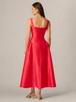 Adrianna Papell Shirred Mikado Dress, Persimmon - view 2, Persimmon