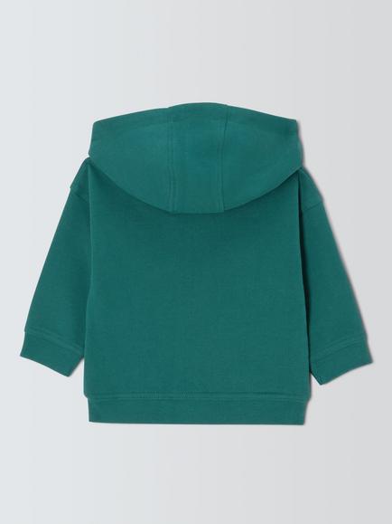 John Lewis Baby Duck Hoodie, Dark Green - view 2, Dark Green