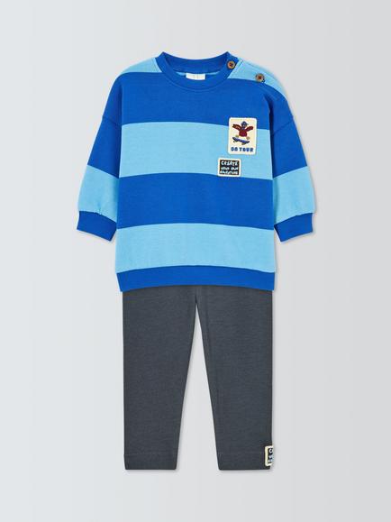 John Lewis Baby Stripe Sweater & Leggings Set, Blue Stripe, Blue Stripe