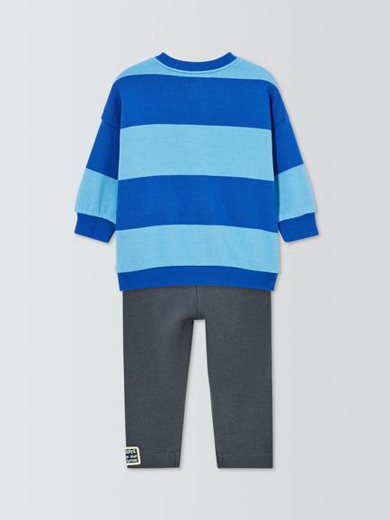 John Lewis Baby Stripe Sweater & Leggings Set, Blue Stripe - view 2, Blue Stripe