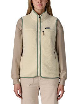 Patagonia Retro Pile Full Zip Vest, Natural / Green, Natural / Green