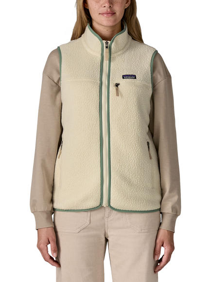 Patagonia Retro Pile Full Zip Vest, Natural / Green, Natural / Green