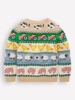Mini Boden Kids' Fairisle Jumper, Farm Animals - view 2, Farm Animals