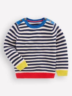 Mini Boden Kids' Chunky Jumper, Navy/Ecru, Navy/Ecru