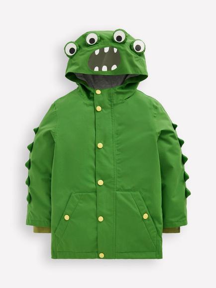 Mini Boden Kids' Novelty 3D Hood Waterproof Coat, Broccoli Monster, Broccoli Monster