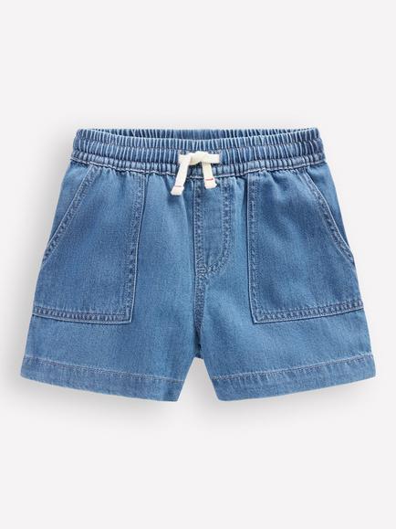 Mini Boden Kids' Soft Denim Shorts, Blue Indigo, Blue Indigo