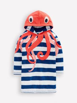 Mini Boden Kids' Applique Towelling Poncho, Stripe Octopus, Stripe Octopus