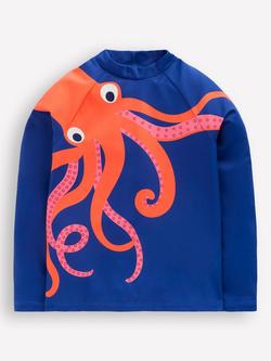 Mini Boden Kids' Sun Safe Fun Long Sleeve Rash Vest, Octopus, Octopus