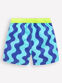 Mini Boden Kids' Swim Shorts, Blue Waves - view 2, Blue Waves