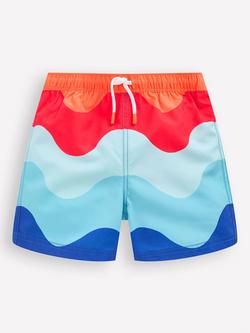 Mini Boden Kids' Swim Shorts, Wide Waves, Wide Waves