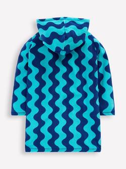 Mini Boden Kids' Zip Up Towelling Robe, Blue Waves - view 2, Blue Waves