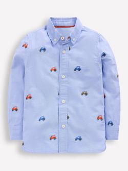 Mini Boden Kids' Embroidered Shirt, Oxford Tractors, Oxford Tractors