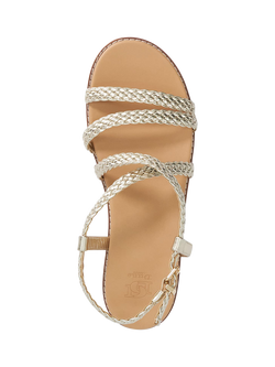 Dune London Laite Metallic Braided Flat Sandals, Gold - view 2, Gold