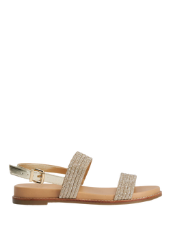 Dune London Levias Embellished Flat Sandals, Gold, Gold