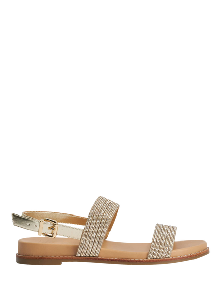 Dune London Levias Embellished Flat Sandals, Gold, Gold