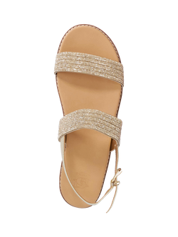 Dune London Levias Embellished Flat Sandals, Gold - view 2, Gold