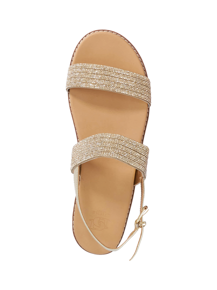 Dune London Levias Embellished Flat Sandals, Gold - view 2, Gold