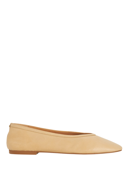 Dune London Hetta Leather Ballerina Pumps, Camel