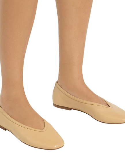 Dune London Hetta Leather Ballerina Pumps - view 2, Camel