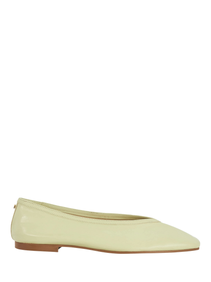 Dune London Hetta Leather Ballerina Pumps, Green