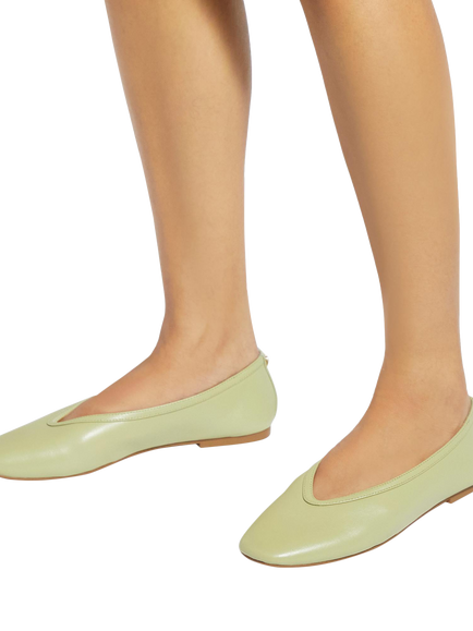 Dune London Hetta Leather Ballerina Pumps - view 2, Green