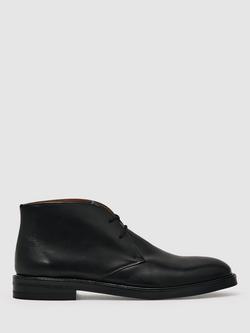 Reiss Clarkson Leather Lace Up Chukka Boots, Black, Black